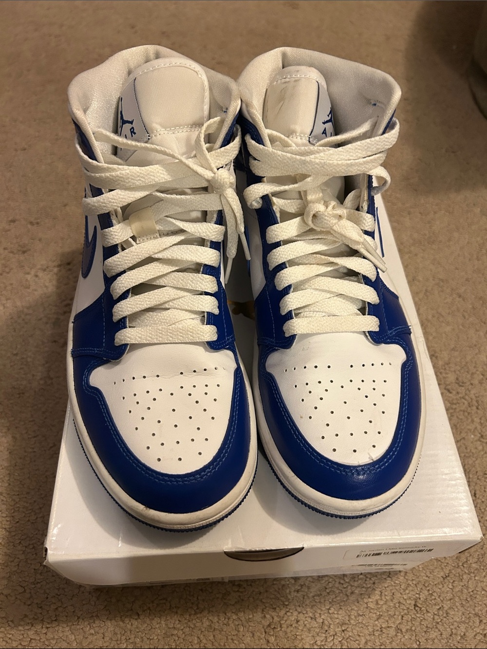 Nike White and Blue High-Top Sneakers